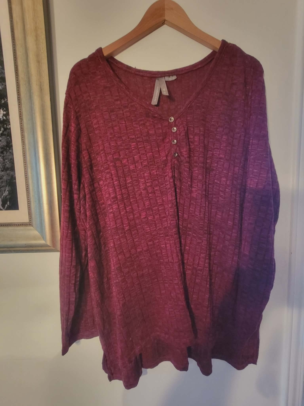 Maroon Long Sleeve Henley Top